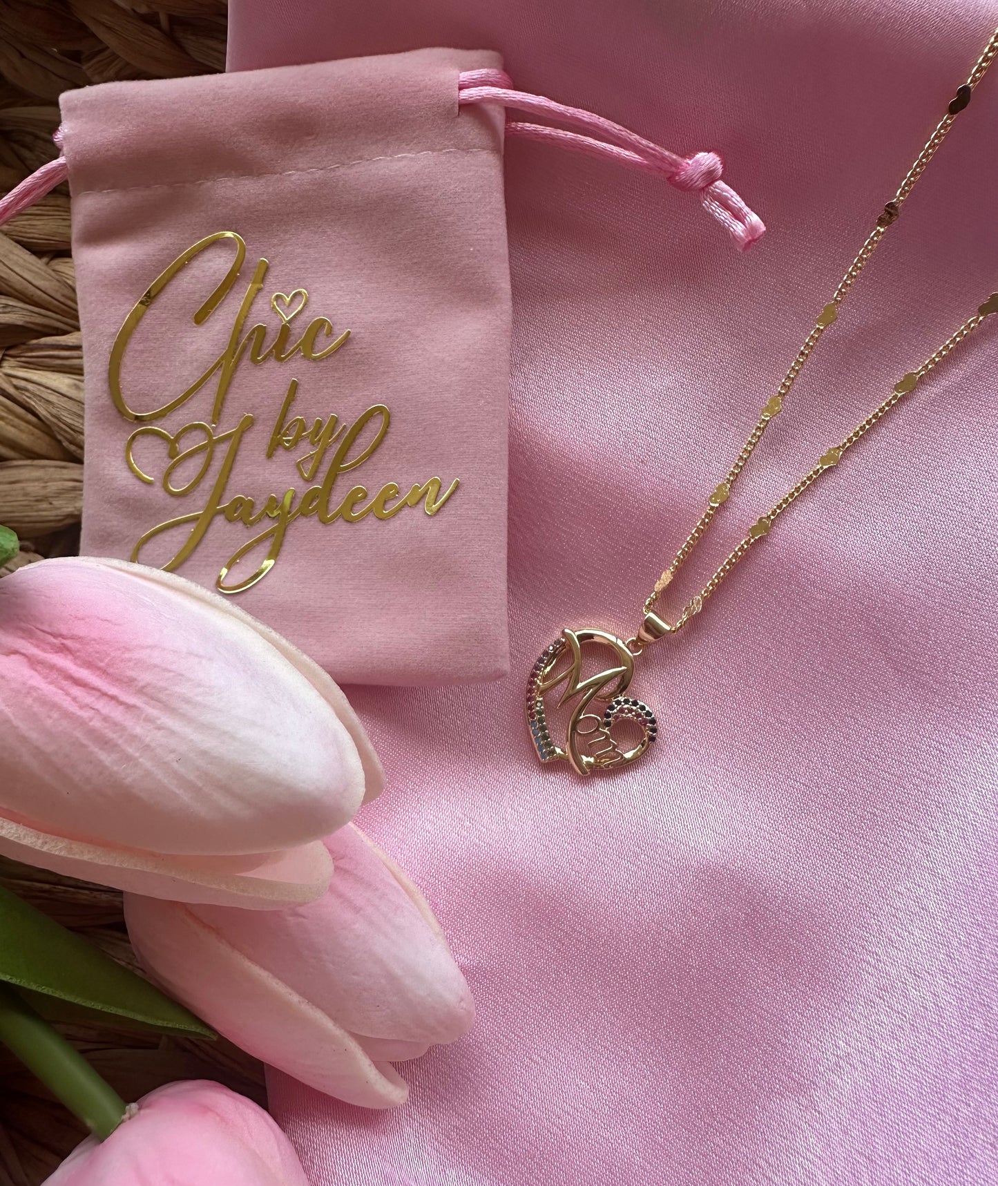 Colorful Mom and Heart Necklace